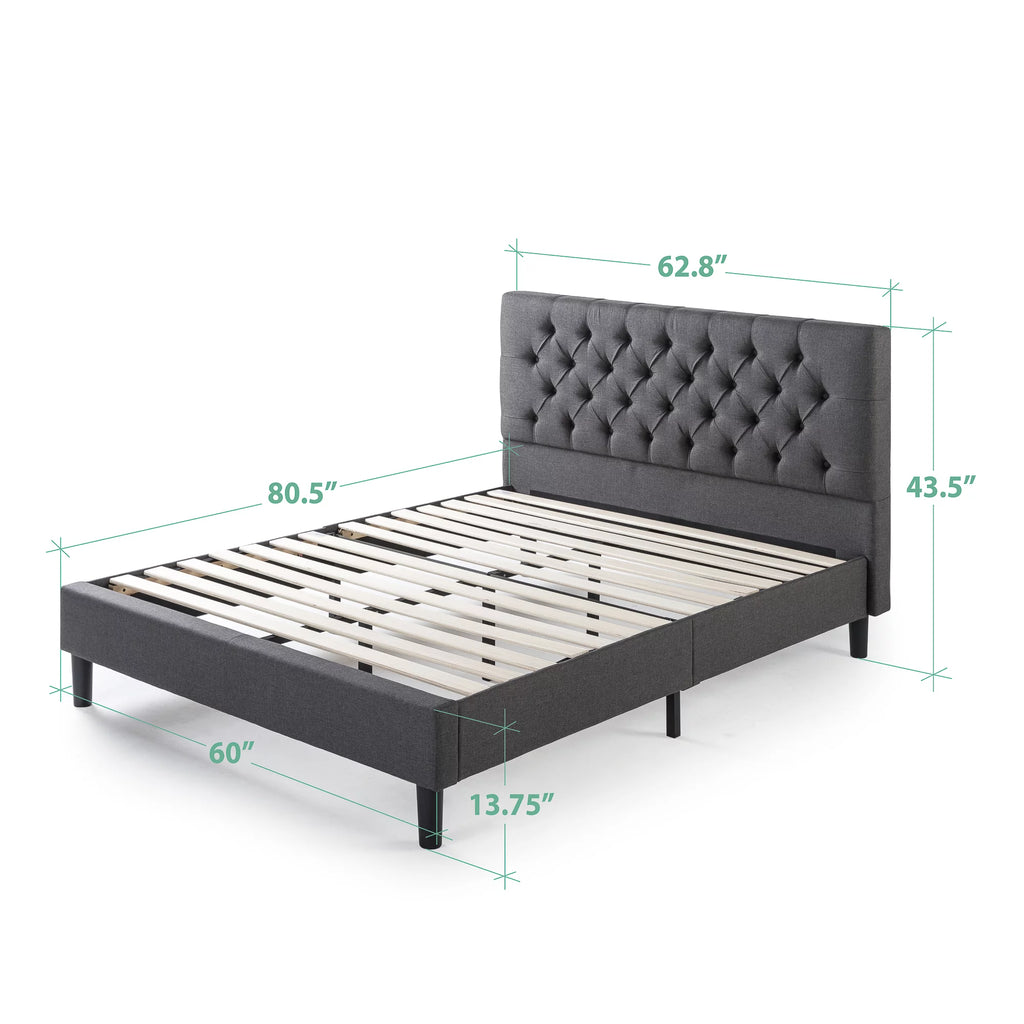 Queen Upholstered Platform Bed Frame Y904