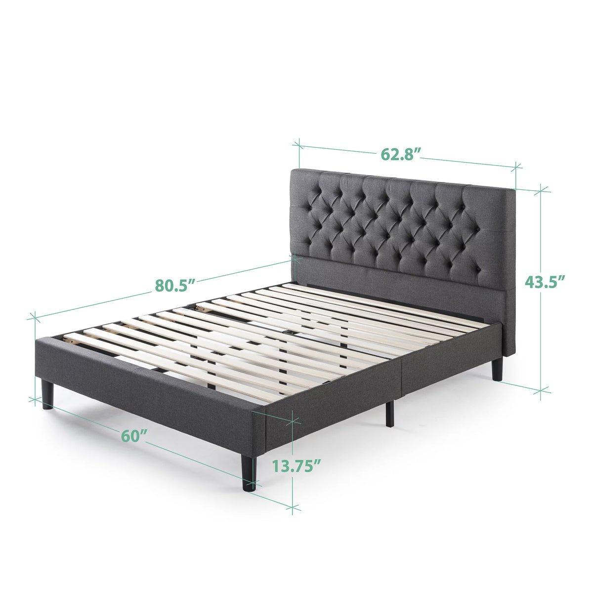 Queen Upholstered Platform Bed Frame Y904