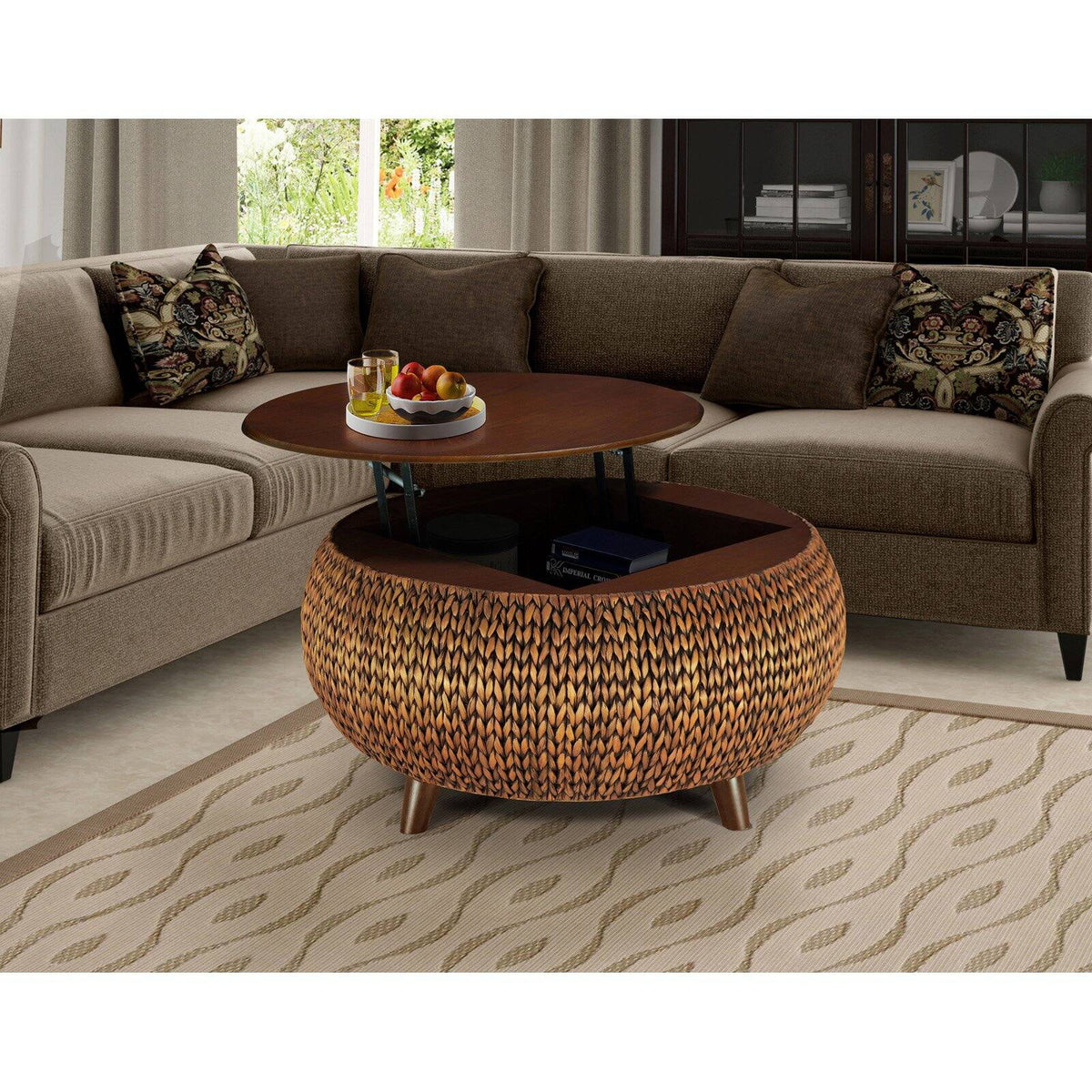 Round Wood Coffee Table in Gold R929305