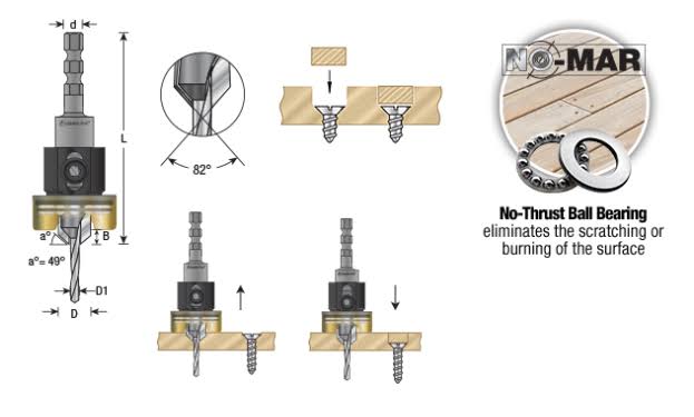 Carbide Tipped 82 Degree Countersink with Adjustable Depth Stop Q7044