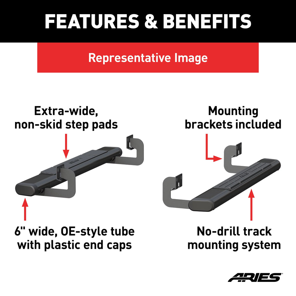 6 x 53-Inch Oval Black Aluminum Nerf Bars H735770