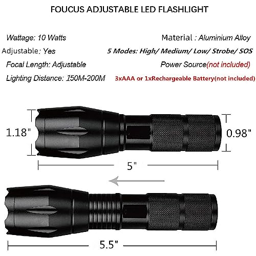 2 Pack 5 Modes 3000 High Lumens Waterproof Led Tactical Flashlights G831