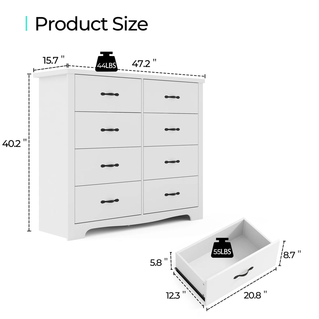 Black 6 Drawer Double Dresser D606