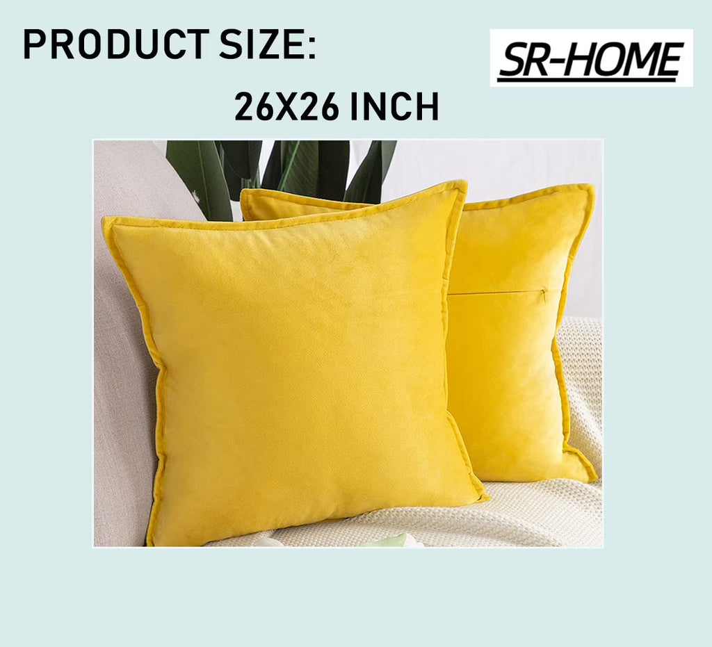 Set of 2 Velvet Decorative Throw Pillow Covers Square with Fringe Cushion Case H209