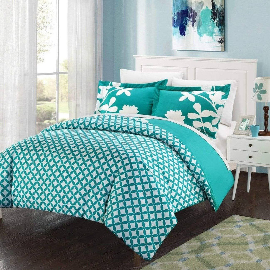 7-Piece Reversible Duvet Cover Set, Black, Queen E71491