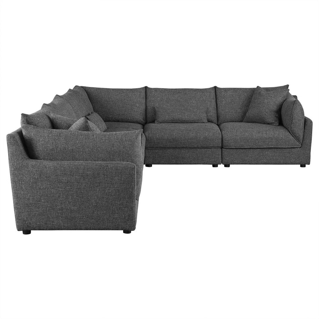 Barely Black Upholstered Fabric 6-Piece Modular Sectional I22067