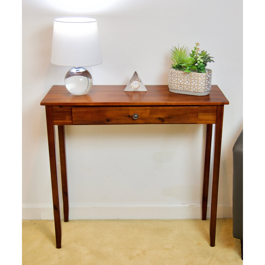 Black Solid Acacia 1-Drawer Console Table P18494