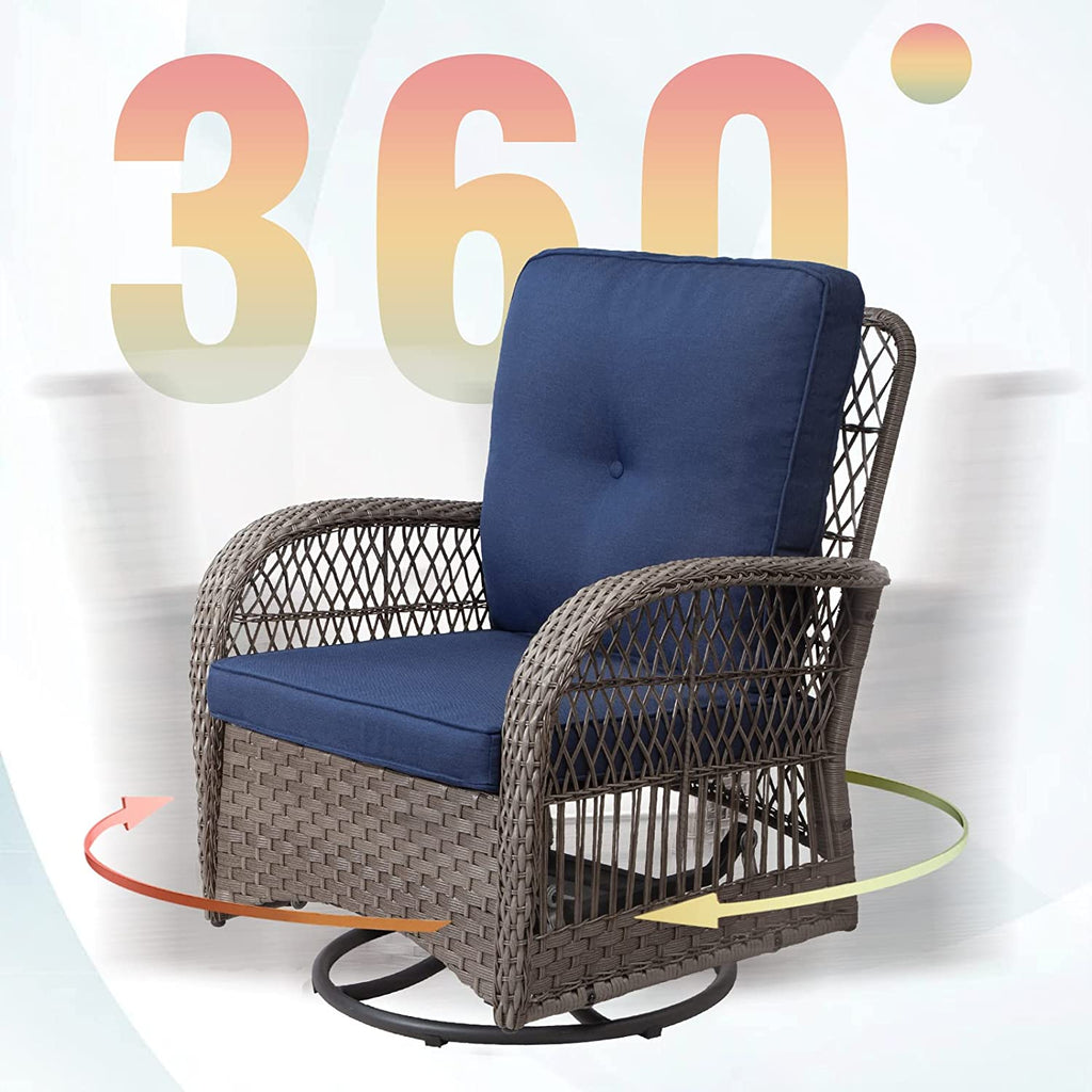 3 Piece Wicker Patio Bistro Set with Fabric Cushions J765928