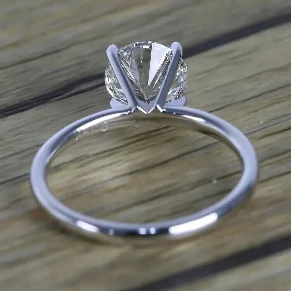 14K White Gold Finish Solitaire Engagement Ring D6286