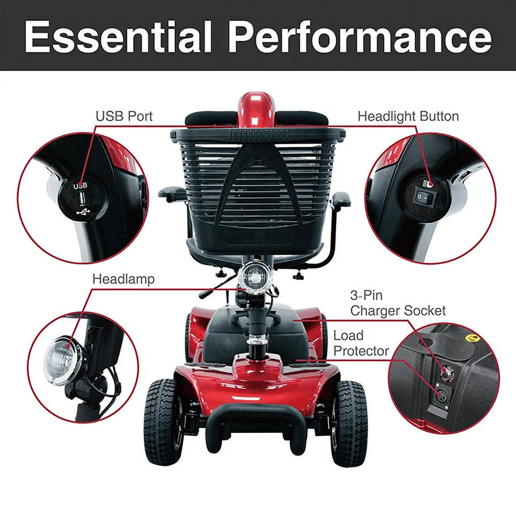 Red 4-Wheel Motorized Power Scooter P7795