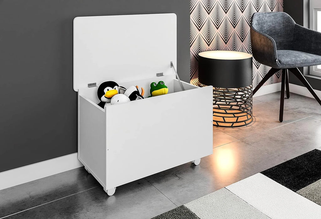 White Engineered Wood Storage Trunk with Lid S565