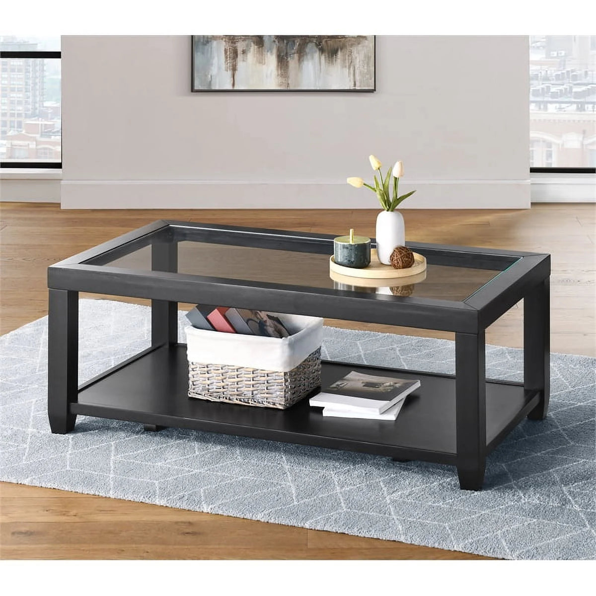 3 Piece Coffee Table and 2 End Tables in Black E89453