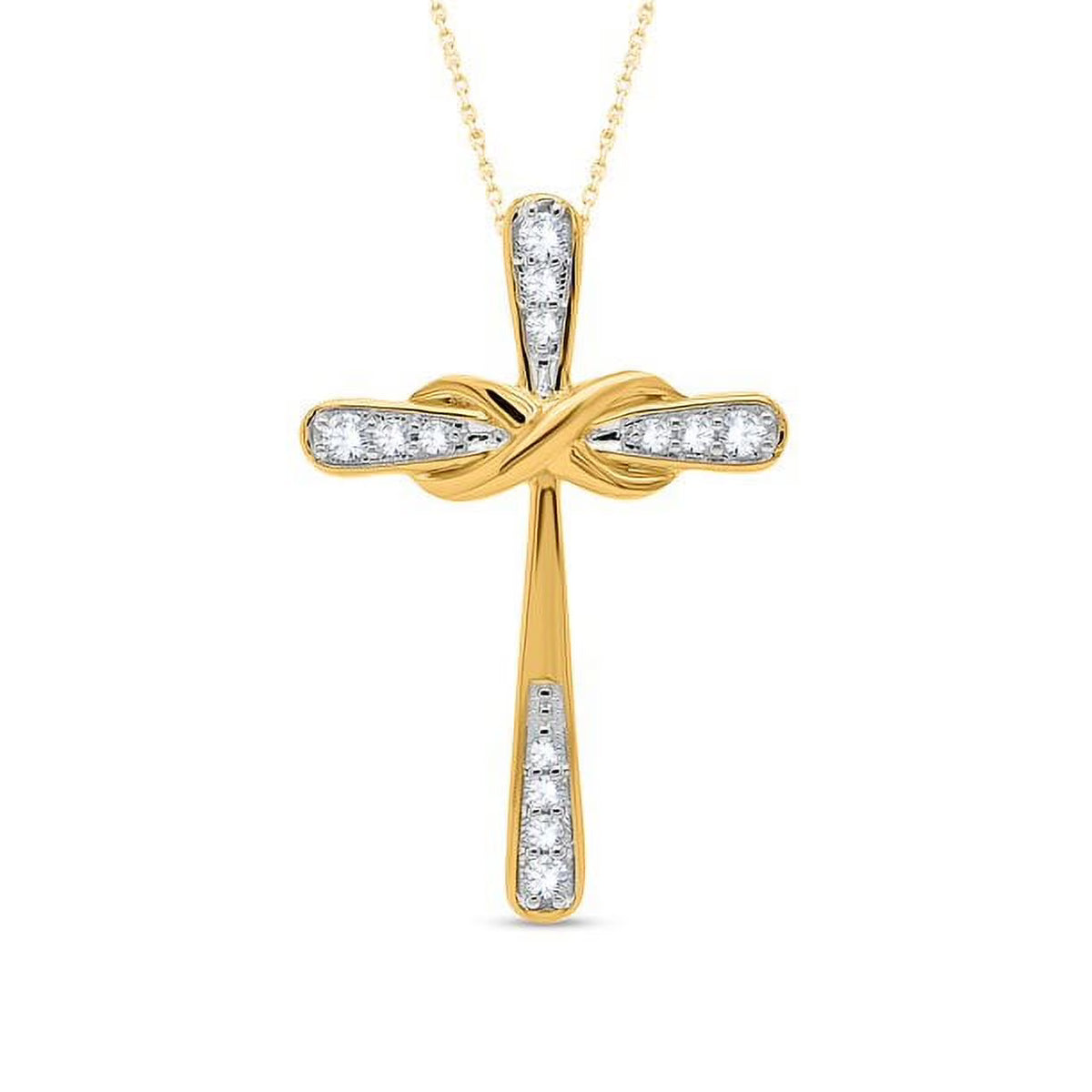 18K Yellow Gold Plated Diamond Cross Pendant Necklace P26671