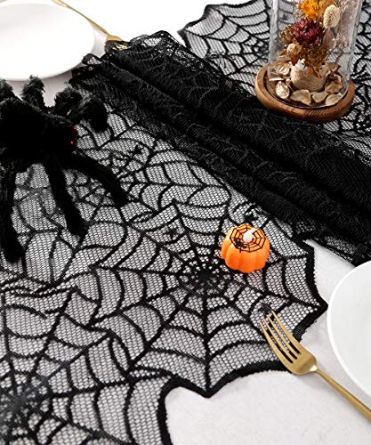 Black Lace Spider Web Table Runners 10 Packs 18x72inch O2575