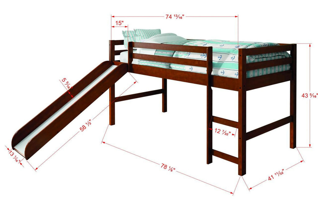 Twin Solid Wood Low Loft Bed R6625