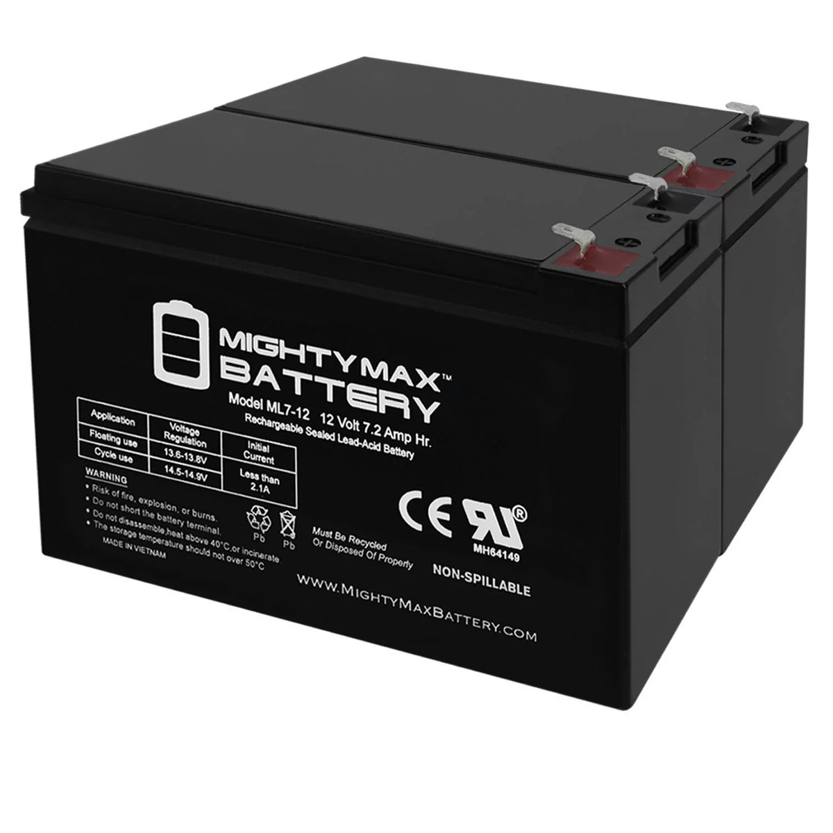 12V 7Ah SLA Battery 2 Pack V977801