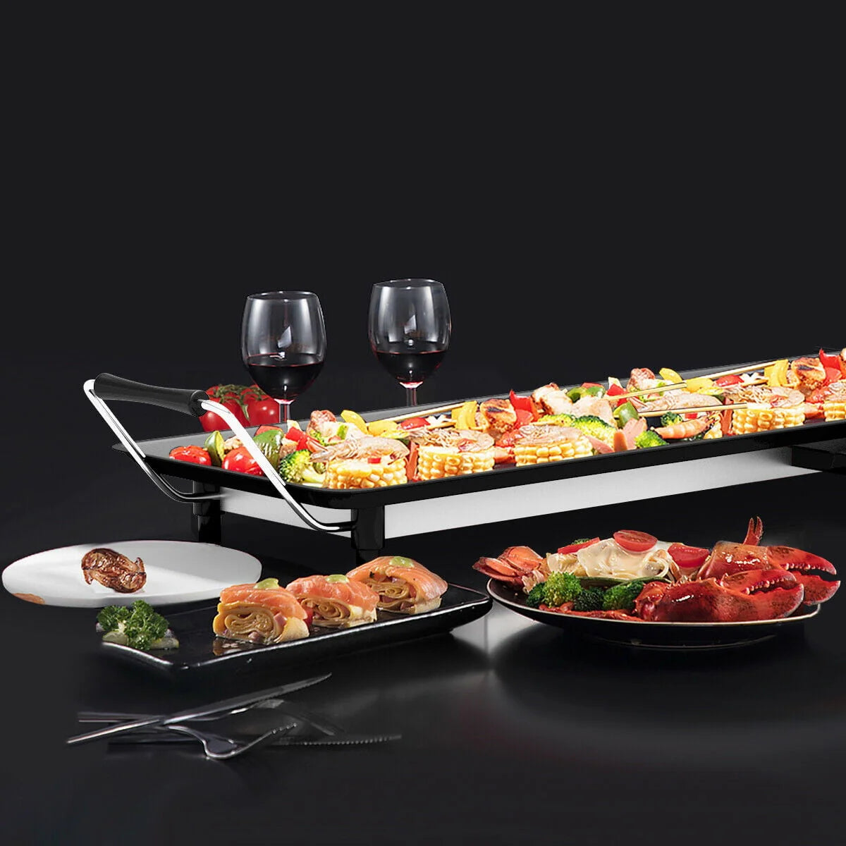 Electric Teppanyaki Table Top Grill Griddle Nonstick Camping S52788