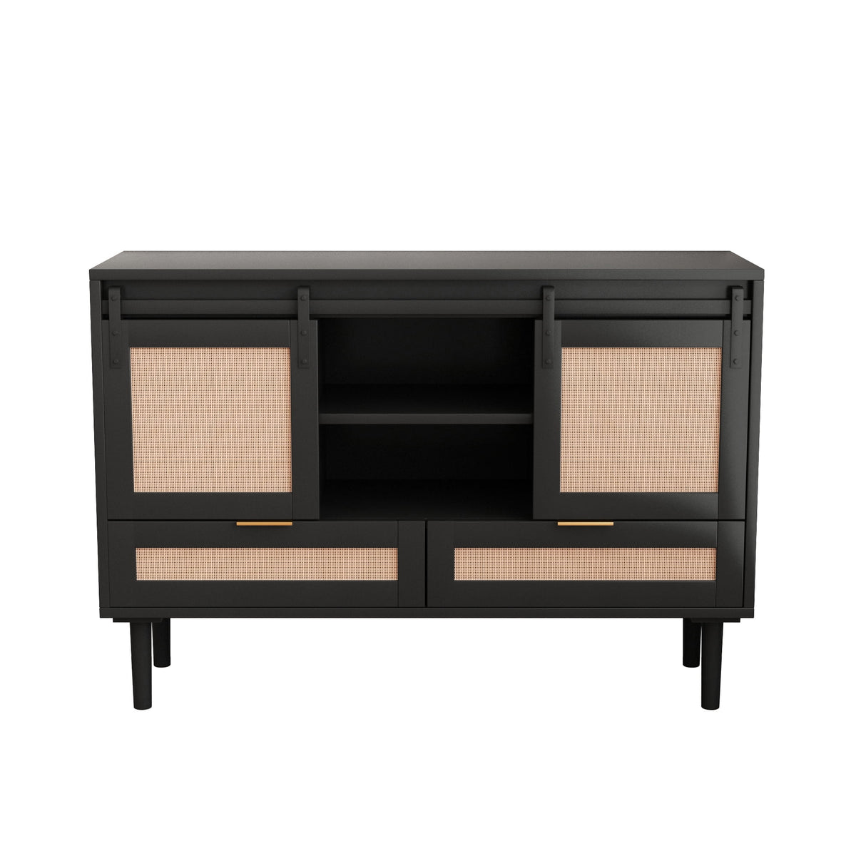 Black Sliding Barn Door Storage Cabinet B8542