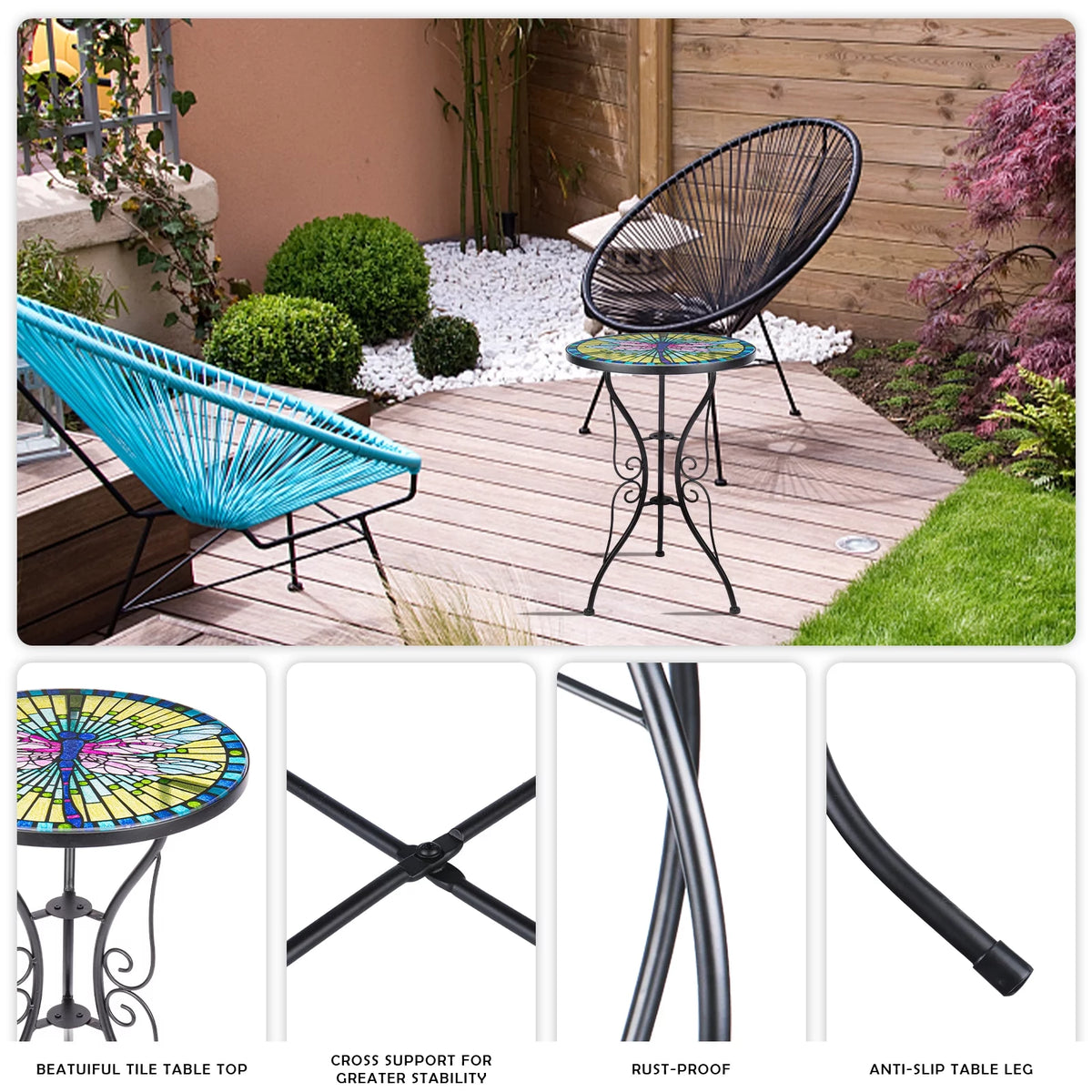21" Glass Outdoor Side Table U111558